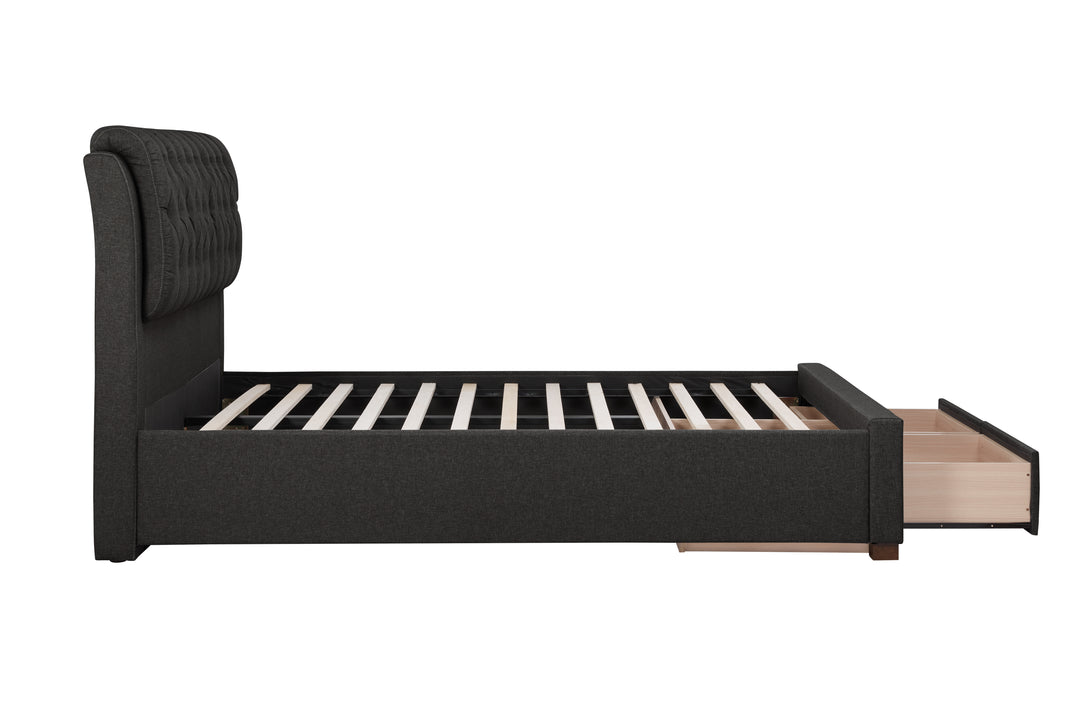 Valentino Upholstered Bed with Buttoned Headboard and Storage Drawers