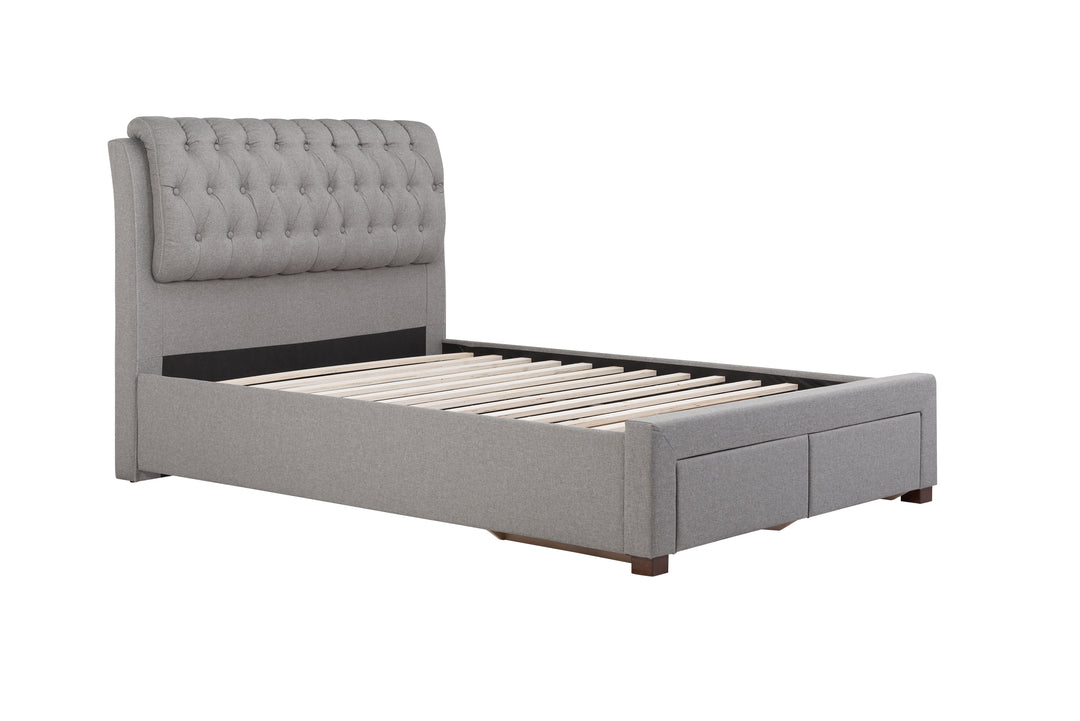 Valentino Upholstered Bed with Buttoned Headboard and Storage Drawers
