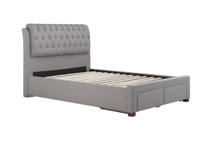 Valentino Upholstered Bed with Buttoned Headboard and Storage Drawers