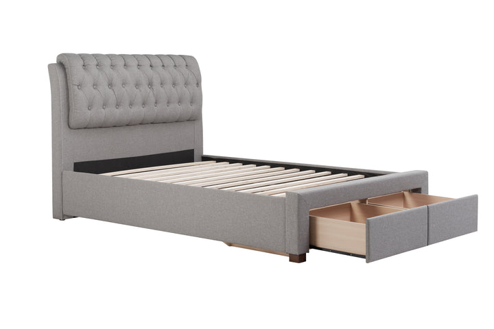 Valentino Upholstered Bed with Buttoned Headboard and Storage Drawers