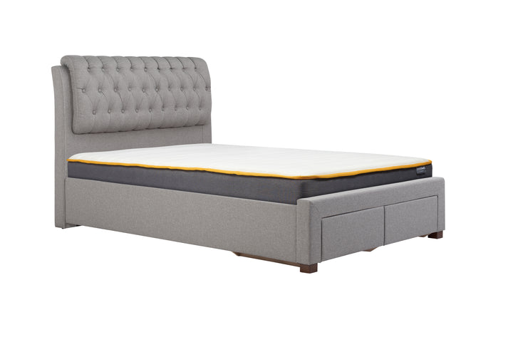 Valentino Upholstered Bed with Buttoned Headboard and Storage Drawers