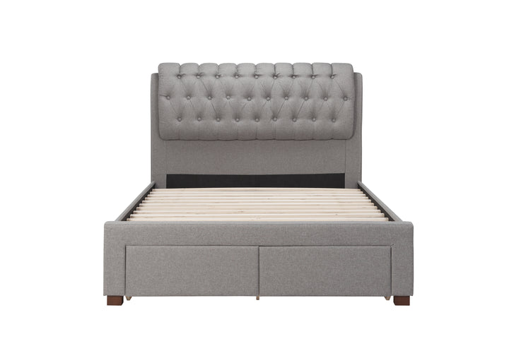 Valentino Upholstered Bed with Buttoned Headboard and Storage Drawers