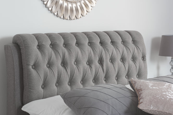 Valentino Upholstered Bed with Buttoned Headboard and Storage Drawers