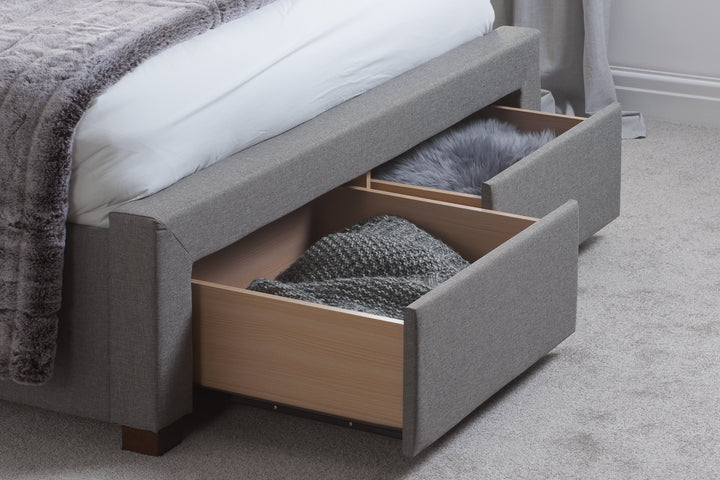 Valentino Upholstered Bed with Buttoned Headboard and Storage Drawers