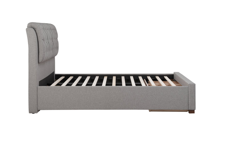Valentino Upholstered Bed with Buttoned Headboard and Storage Drawers