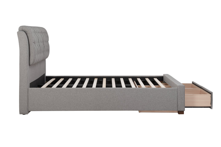 Valentino Upholstered Bed with Buttoned Headboard and Storage Drawers