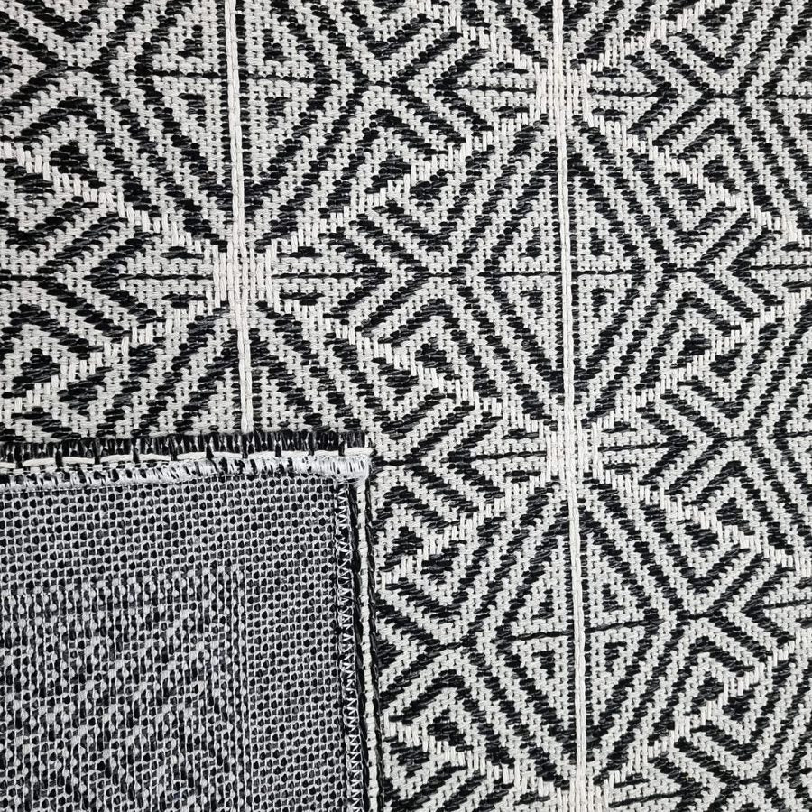 Cotton Rug Black Geometric Pattern - TidySpaces