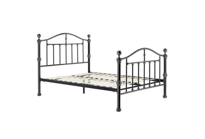 Victoria Steel Bed with Elegant Black Nickel Finish and Detailed Framework