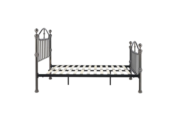 Victoria Steel Bed with Elegant Black Nickel Finish and Detailed Framework