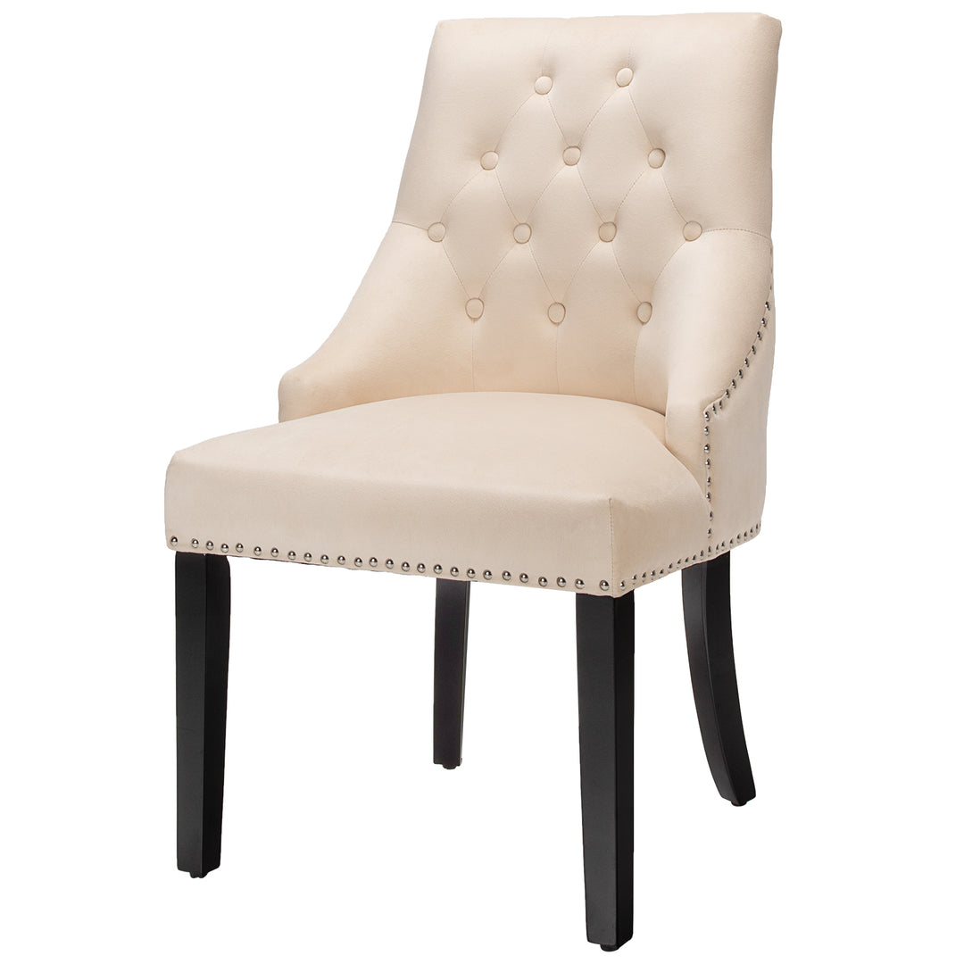 Modern Button Tufted Velvet Studded Dining Chair with Nail head Trim - TidySpaces