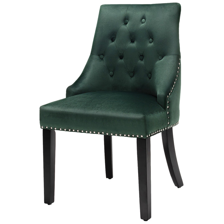 Modern Button Tufted Velvet Studded Dining Chair with Nail head Trim - TidySpaces