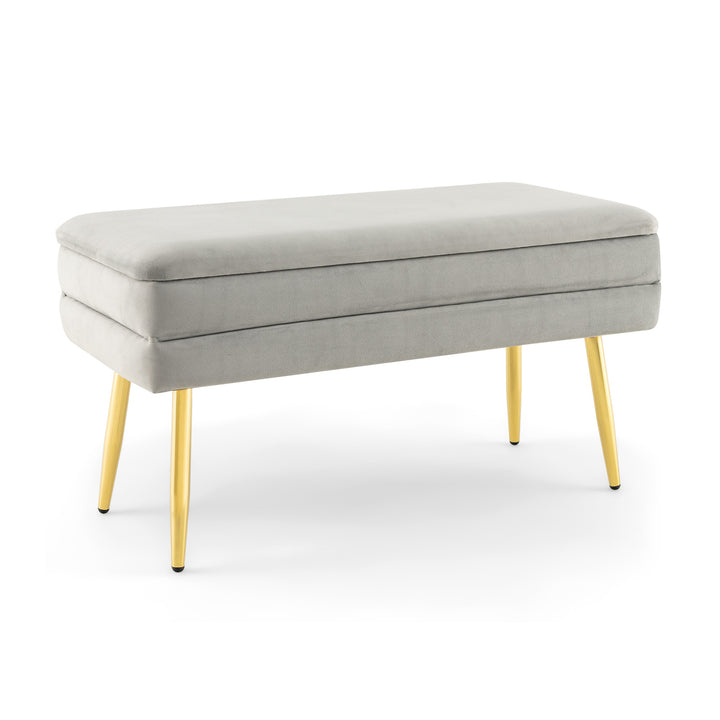 Velvet Upholstered Storage Bench with Removable Top