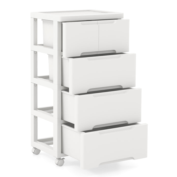 Vertical Rolling Storage Cabinet with Universal Wheels and Lockable Wheels 4 Drawers - TidySpaces
