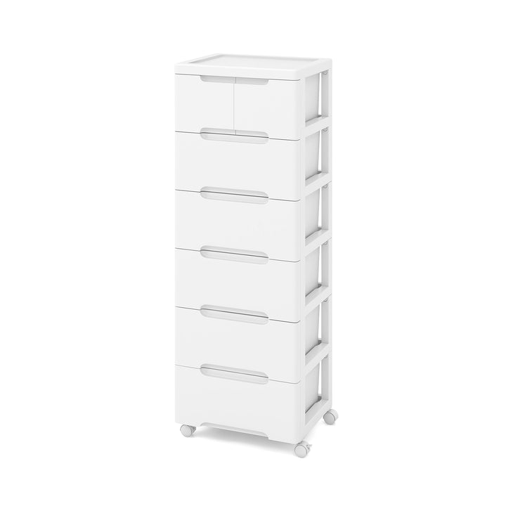 Vertical Rolling Storage Cabinet with Universal Wheels and Lockable Wheels 6 Drawers - TidySpaces