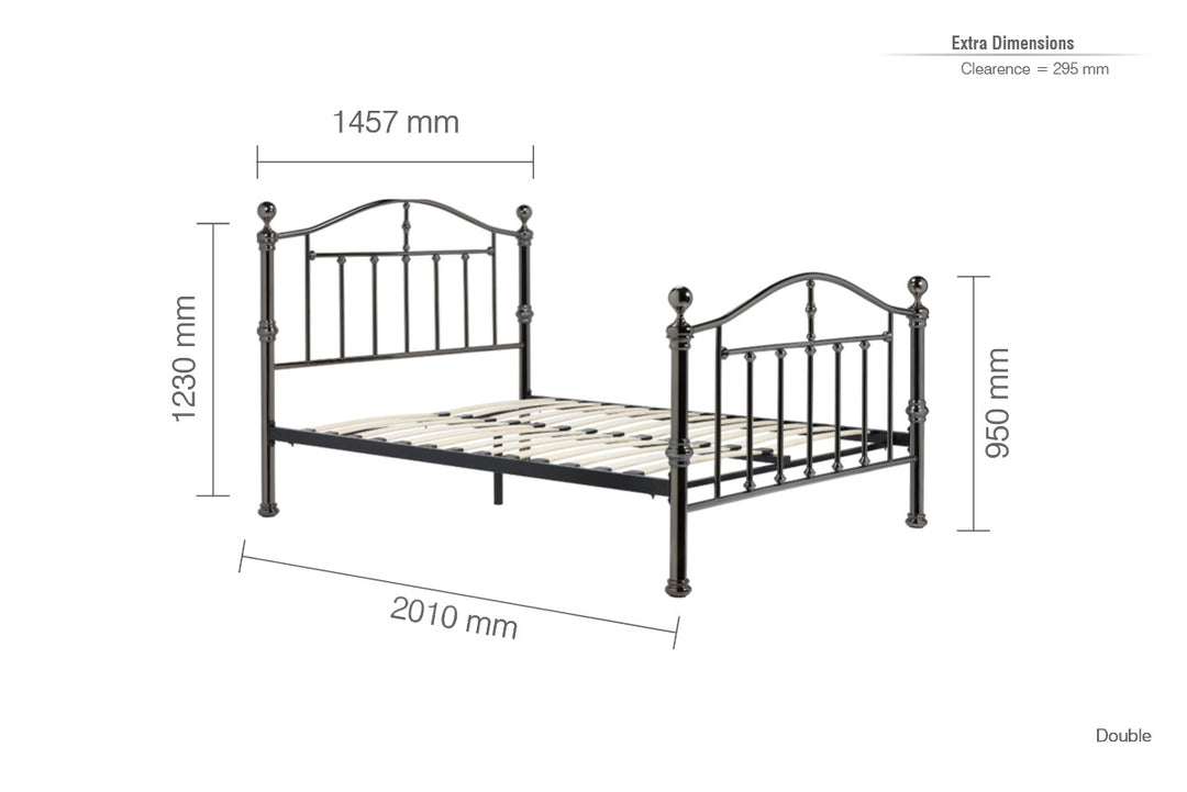 Victoria Steel Bed with Elegant Black Nickel Finish and Detailed Framework