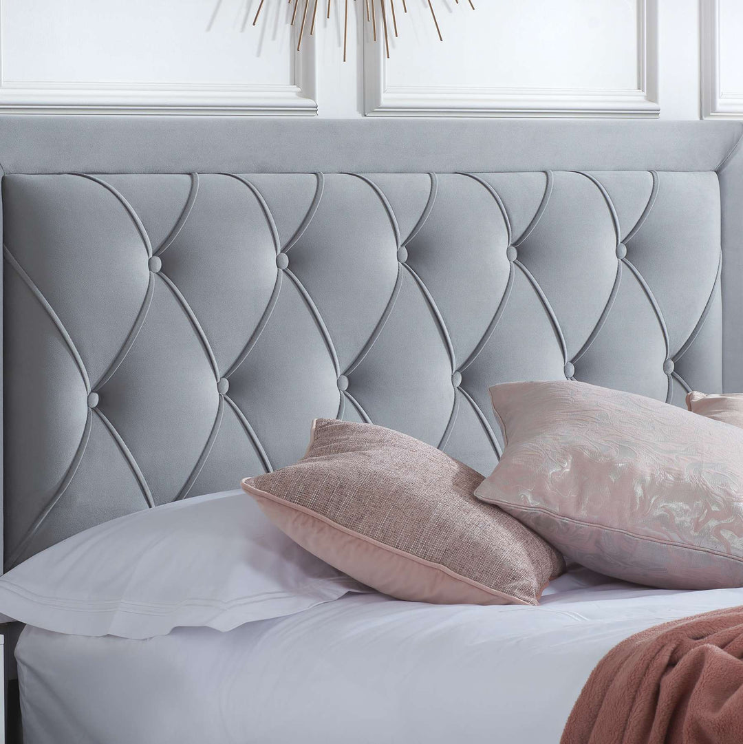 Woodbury Upholstered Bed Frame with Diamond Tufted Headboard and Storage Drawers