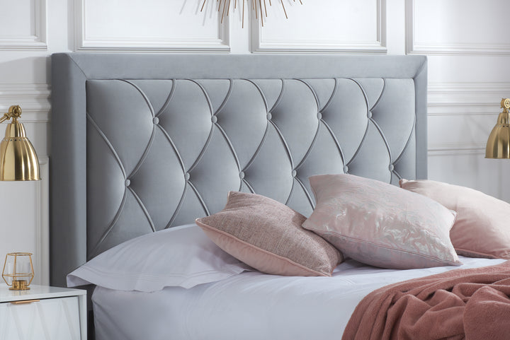Woodbury Upholstered Bed Frame with Diamond Tufted Headboard and Storage Drawers