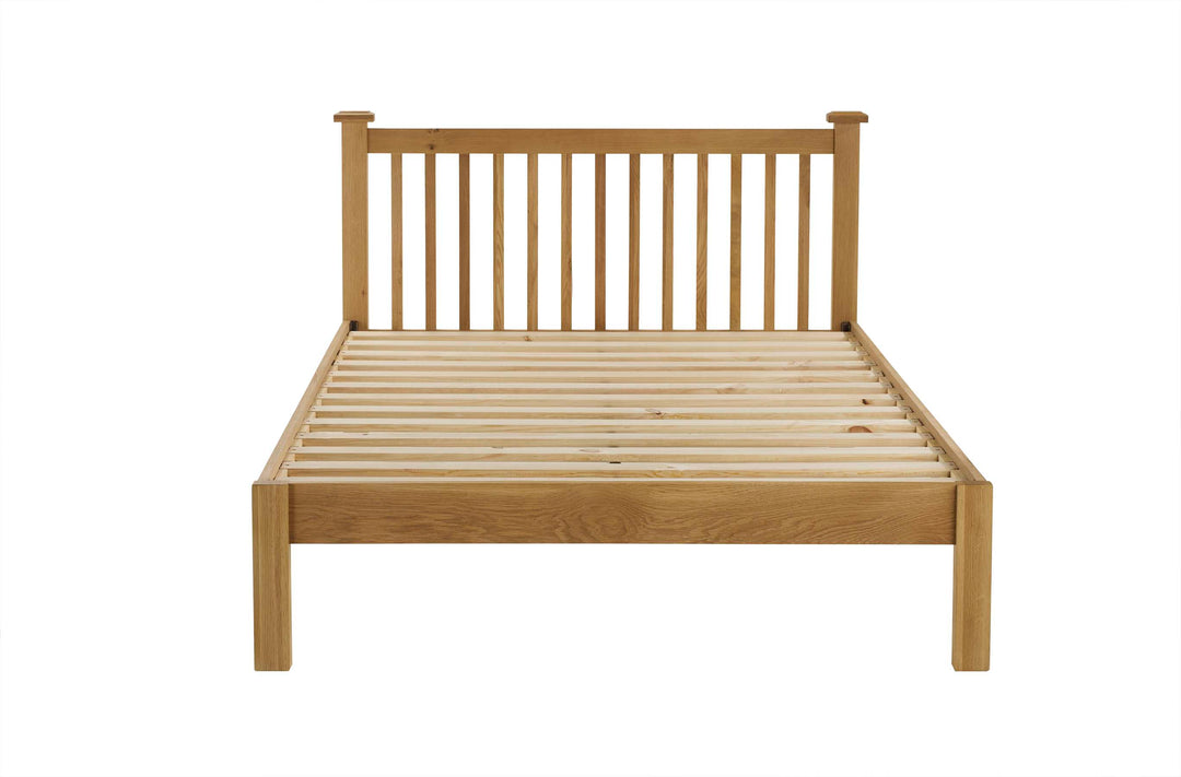 Chunky Wooden Woburn Bed with Rustic Slatted Headboard for Versatile Interiors
