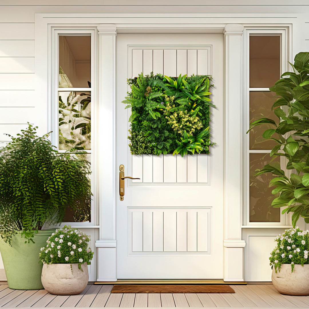 2 Pack Square Framed Artificial Foliage Wall Art for Balcony Home