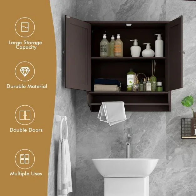 Wall Mounted Bathroom Cabinet with Adjustable Shelf - TidySpaces