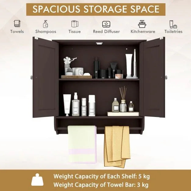 Wall Mounted Bathroom Cabinet with Adjustable Shelf - TidySpaces