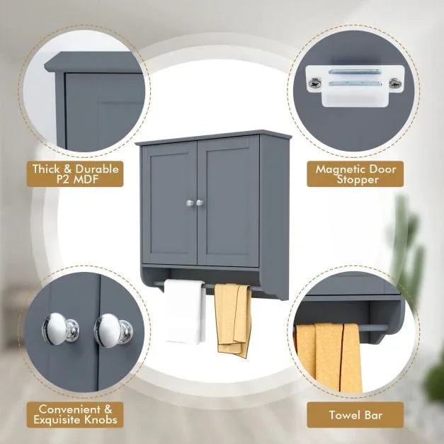 Wall Mounted Bathroom Cabinet with Adjustable Shelf - TidySpaces