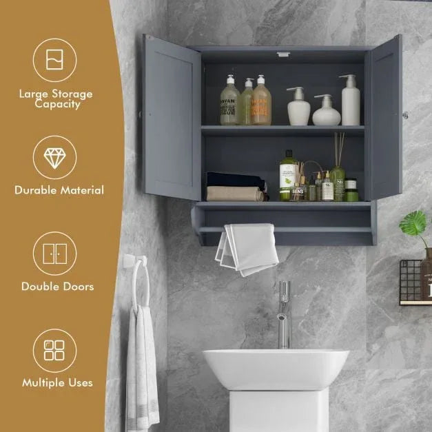 Wall Mounted Bathroom Cabinet with Adjustable Shelf - TidySpaces