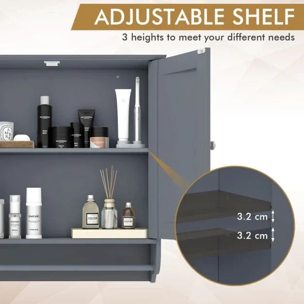 Wall Mounted Bathroom Cabinet with Adjustable Shelf - TidySpaces