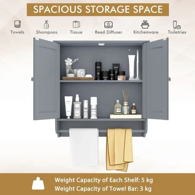 Wall Mounted Bathroom Cabinet with Adjustable Shelf - TidySpaces