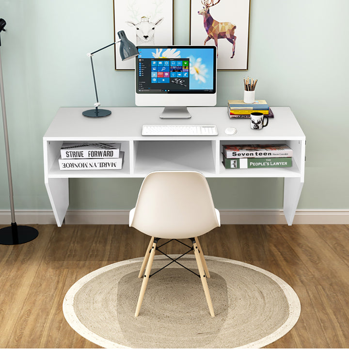 Wall Mounted Computer Desk with 3 Storage Compartments - TidySpaces