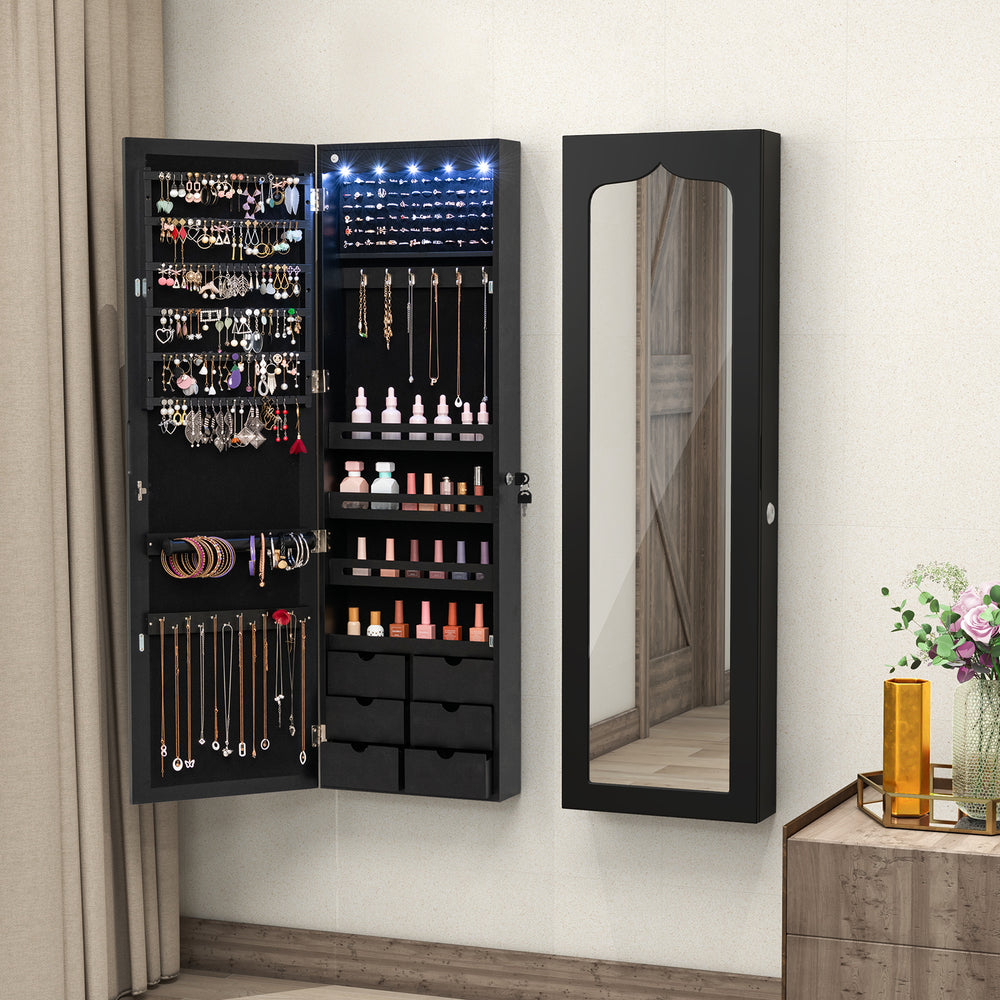 Wall Mounted Jewellery Armoire with LED Light - TidySpaces