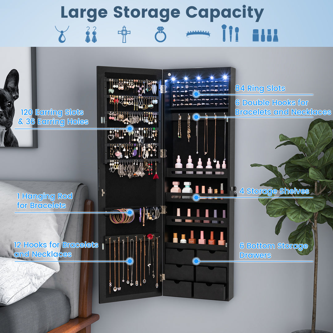 Wall Mounted Jewellery Armoire with LED Light - TidySpaces