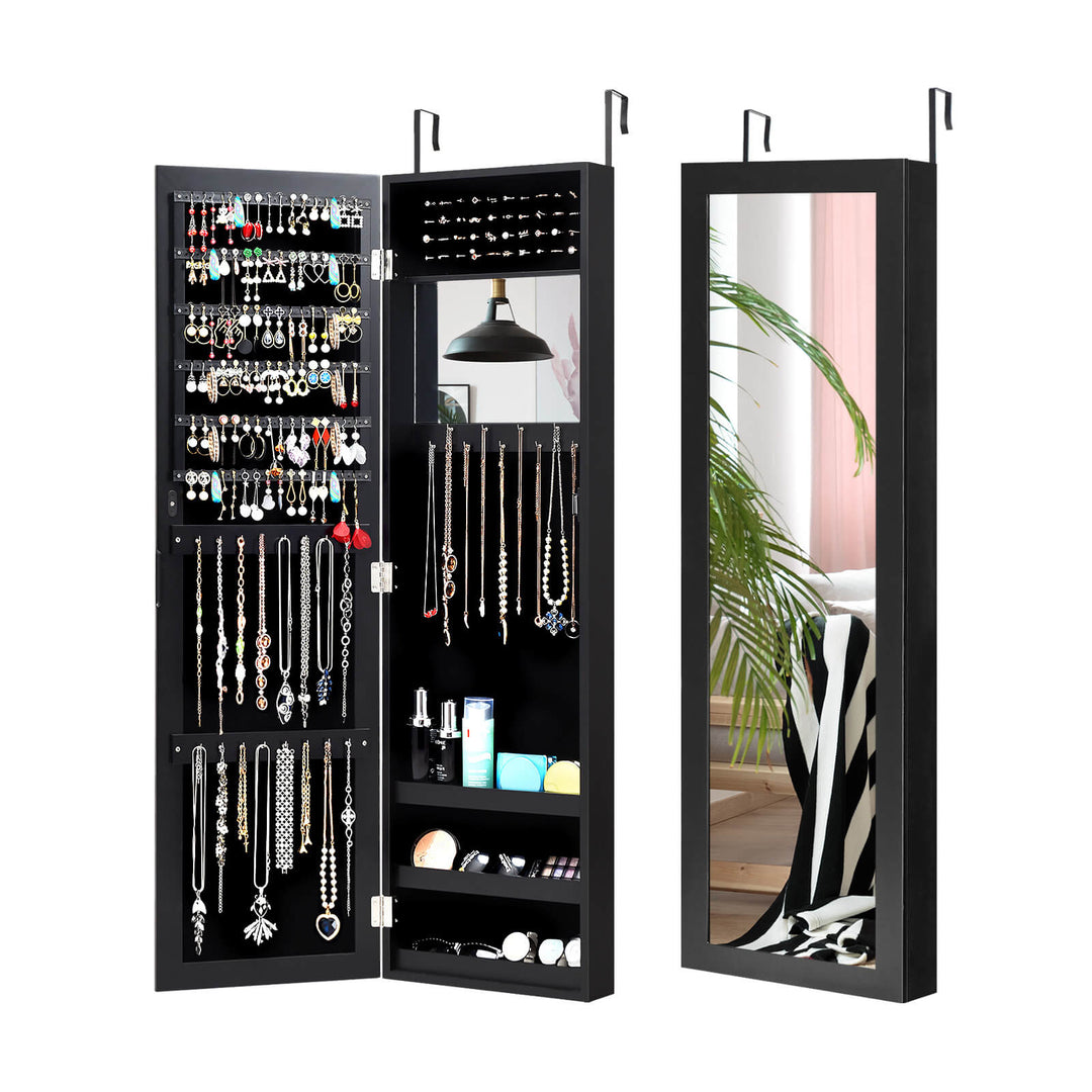 Wall Mounted Jewelry Armoire with Built in Mirror and 3 Shelves - TidySpaces