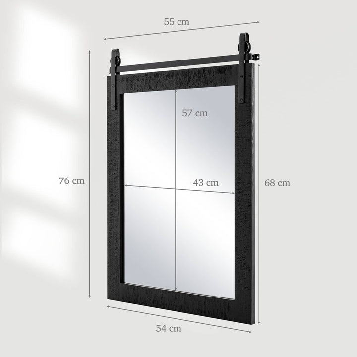 Wall Mounted Mirror with Solid Wood Frame and Metal Bracket - TidySpaces
