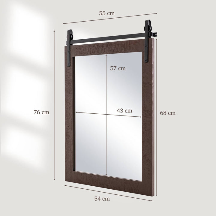 Wall Mounted Mirror with Solid Wood Frame and Metal Bracket - TidySpaces