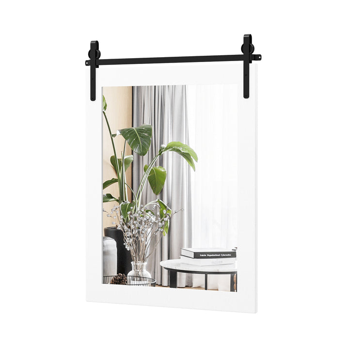 Wall Mounted Mirror with Solid Wood Frame and Metal Bracket White - TidySpaces