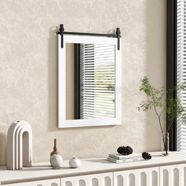 Wall Mounted Mirror with Solid Wood Frame and Metal Bracket - TidySpaces