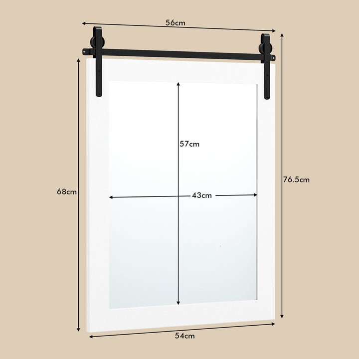 Wall Mounted Mirror with Solid Wood Frame and Metal Bracket - TidySpaces