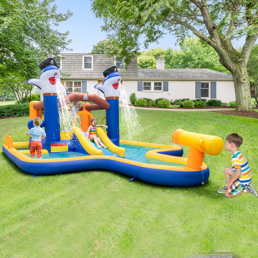 7-In-1 Water Slide Park with Splash Pool, Water Cannon, Ball Pit and Boxing Game