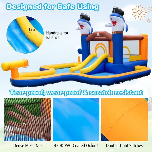 7-In-1 Water Slide Park with Splash Pool, Water Cannon, Ball Pit and Boxing Game