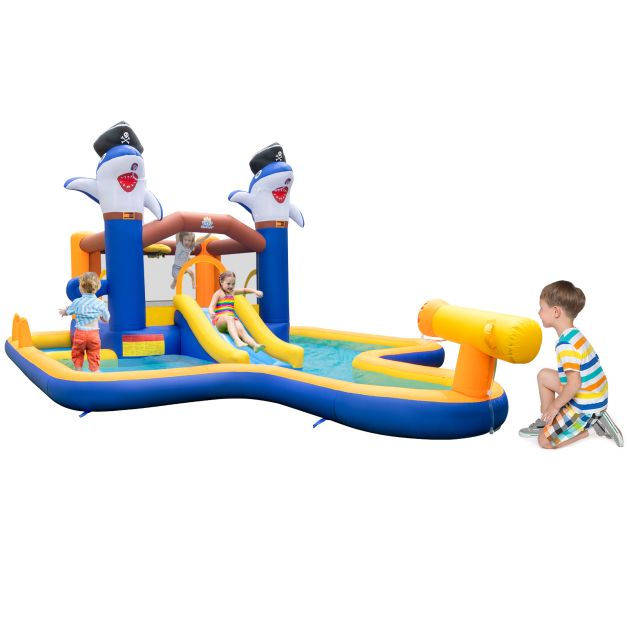 7-In-1 Water Slide Park with Splash Pool, Water Cannon, Ball Pit and Boxing Game