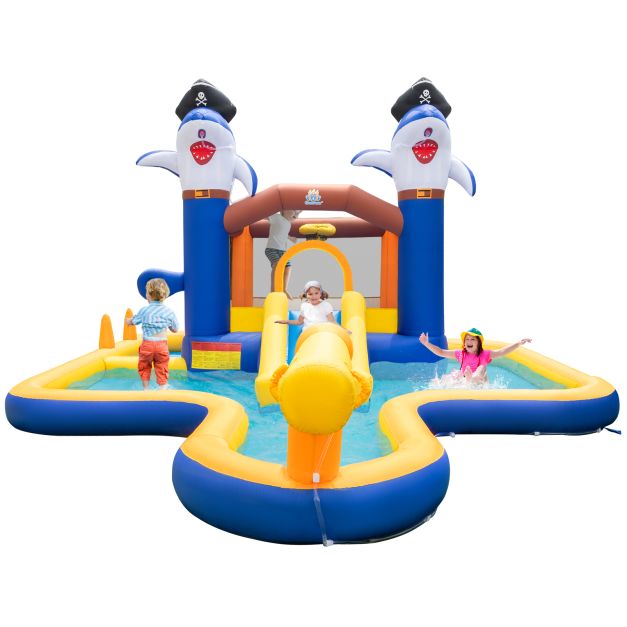 7-In-1 Water Slide Park with Splash Pool, Water Cannon, Ball Pit and Boxing Game