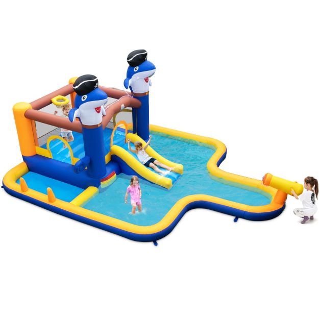 7-In-1 Water Slide Park with Splash Pool, Water Cannon, Ball Pit and Boxing Game