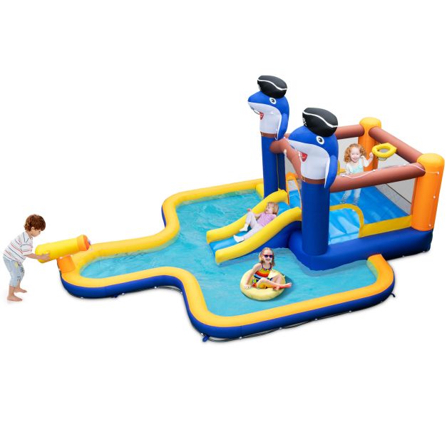 7-In-1 Water Slide Park with Splash Pool, Water Cannon, Ball Pit and Boxing Game