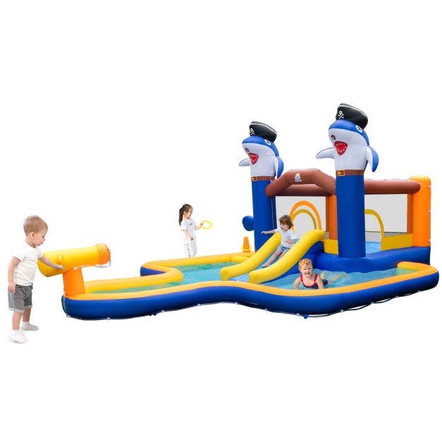 7-In-1 Water Slide Park with Splash Pool, Water Cannon, Ball Pit and Boxing Game