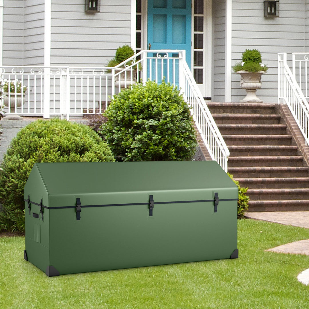 658L Outdoor Storage Box Tarpaulin Deck Box with Ventilated Window-Green - TidySpaces
