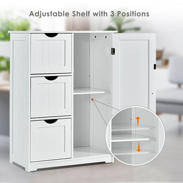 1-Door Freestanding Bathroom Cabinet with 3 Drawers