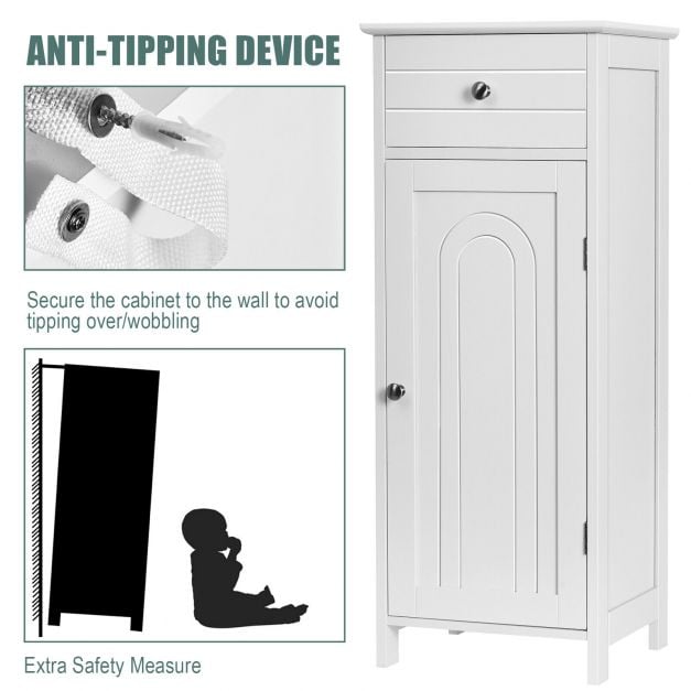 1-Door Freestanding Bathroom Storage Cabinet with Drawer
