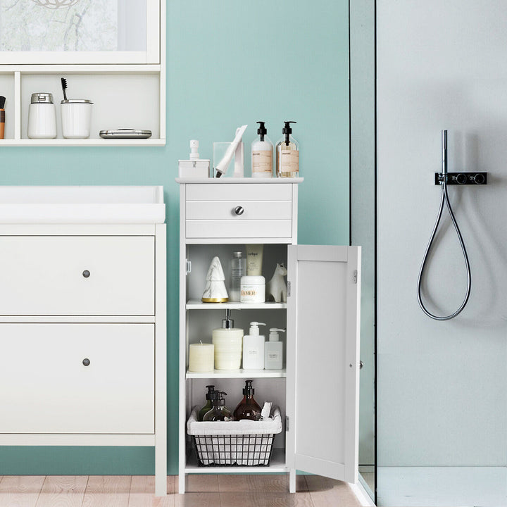 1-Door Freestanding Bathroom Storage Cabinet with Drawer and Adjustable Shelves - TidySpaces