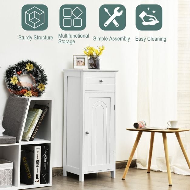 1-Door Freestanding Bathroom Storage Cabinet with Drawer